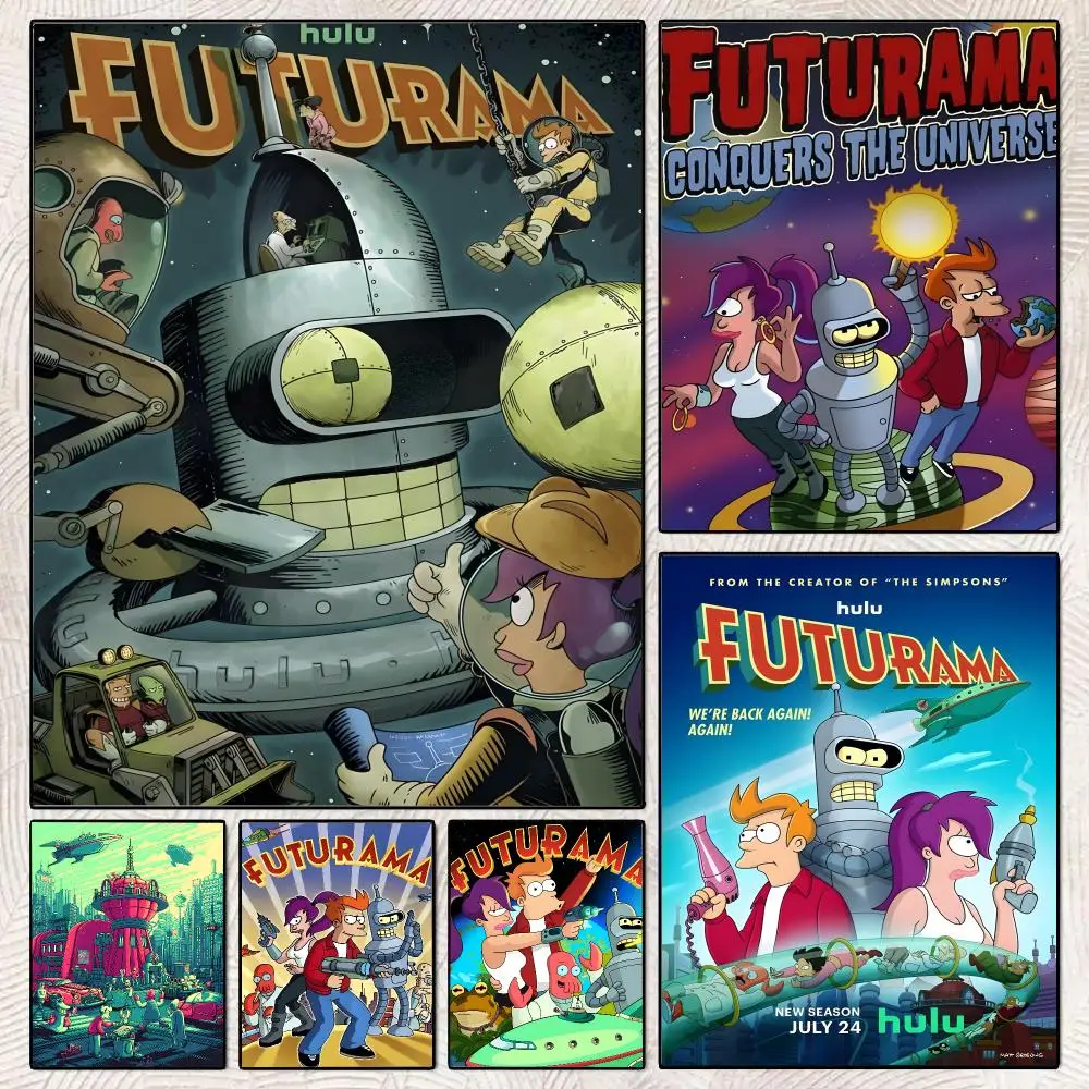 Cartoon F-Futurama B-Bender Anime Poster Decorative Wall Art Stickers Mural For Home Living Room Hallway Decor Gift