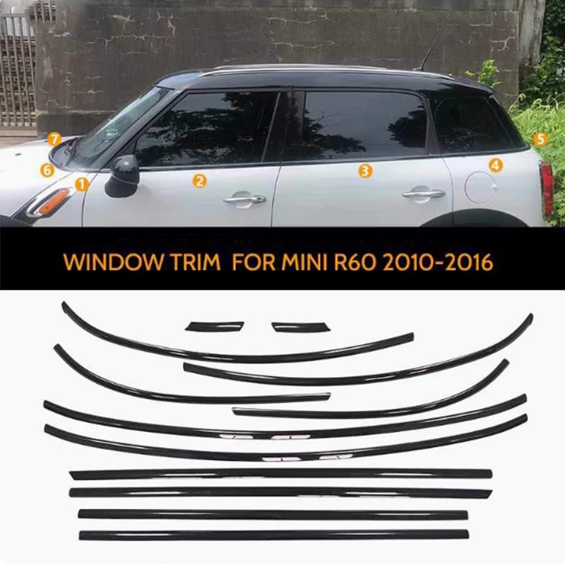 VOOR mini F56 F55 R56 R58 F60 R60 R55 COUNTRYMAN CLUBMAN roestvrij staal zwart Exterieur Venster Molding Strip Sill side Cover Trim
