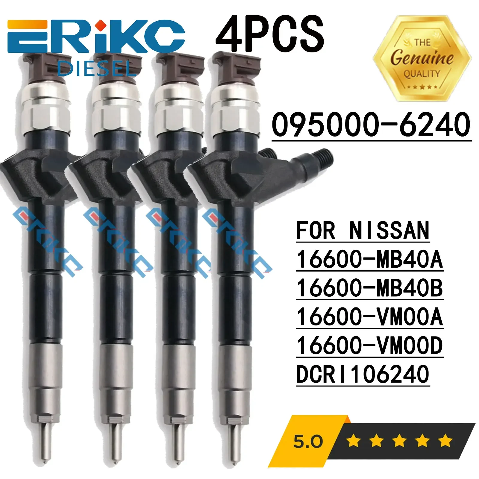 4 Inyectores Common Rail 095000-6240 095000-6241 095000-6243 16600-MB40A 16600-MB40 #   16600-VM00A Para Nissan NP300 CABSTAR