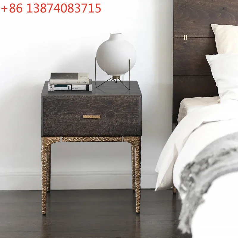 bedside table, high-end light luxury edge, sofa side cabinet solid wood