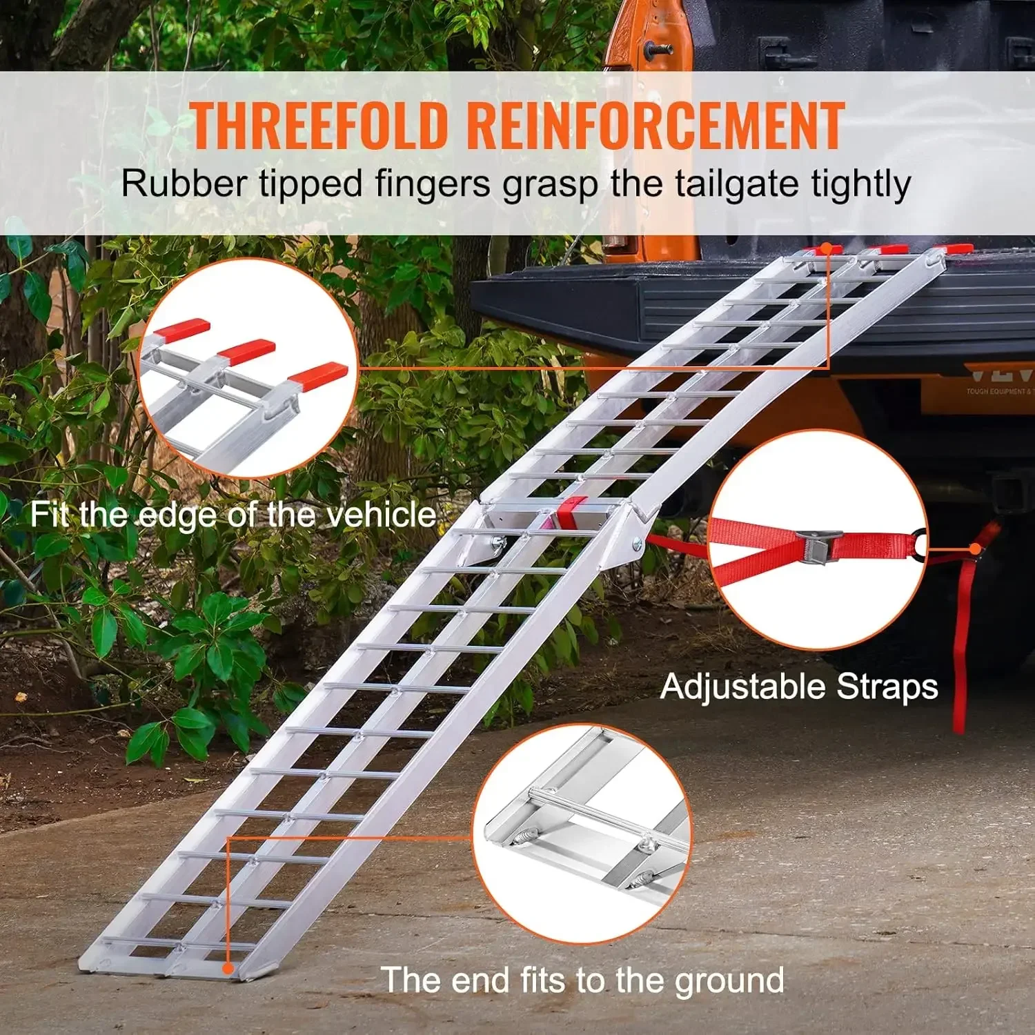 Motorcycle Ramps, 750lbs Folding Loading Ramps for Pickup Trucks Bed, Trailers Ramp with Load Straps for Motorcycle