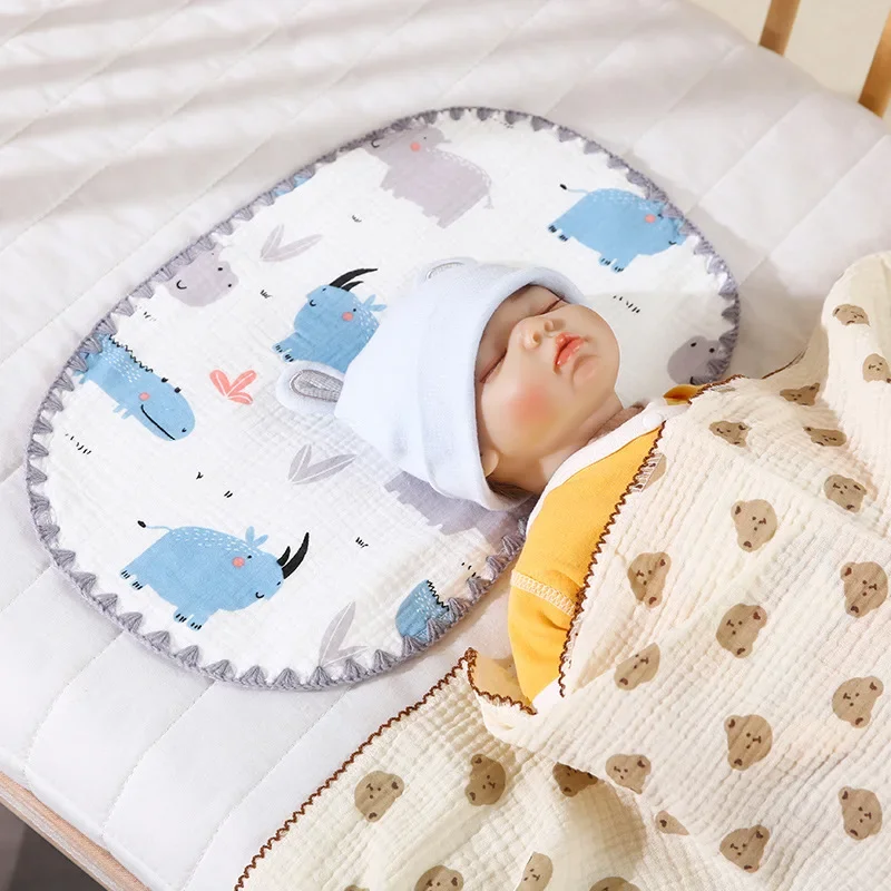 10 Layer Cotton Muslin Baby Pillows for Newborn Gauze Towel Burp Cloths Baby Stuff Infant Flat Pillow Bedding Babies Accessories