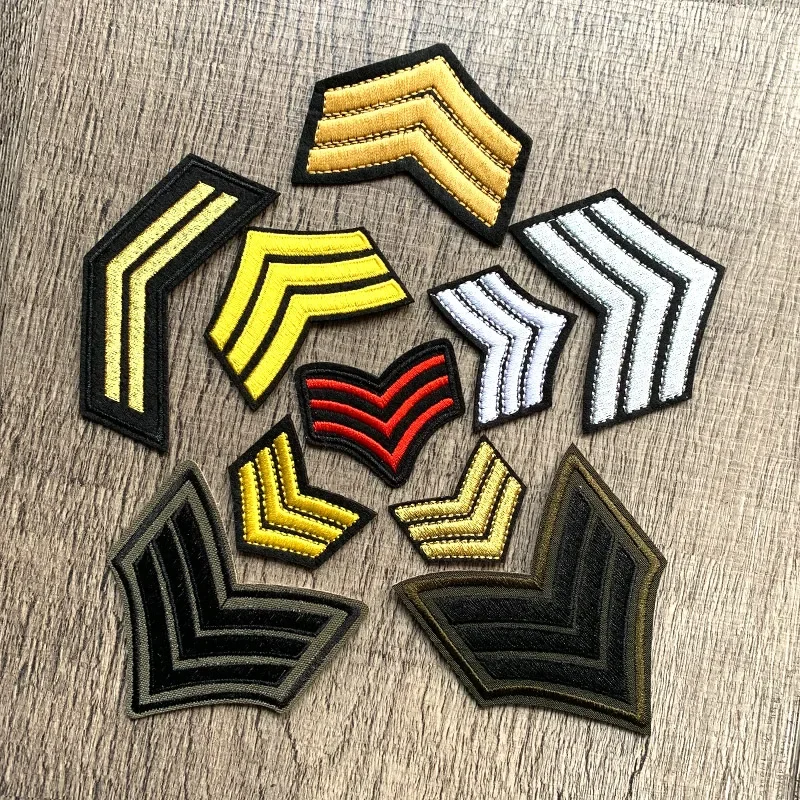 5pcs Brand Gold Silver Military Rank Embroidered Patches for Clothing Tactical Army Logo Iron on Clothes Badge Iron-on Applique