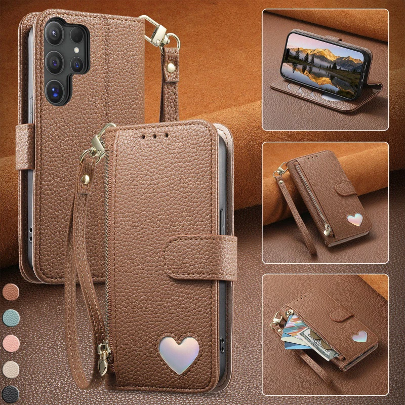 

Luxury Leather Wallet Phone Cases for Samsung Galaxy S26 Ultra S25 Edge S24 FE S23 S22 A57 A37 A17 A56 A36 A16 Card Holder Cover
