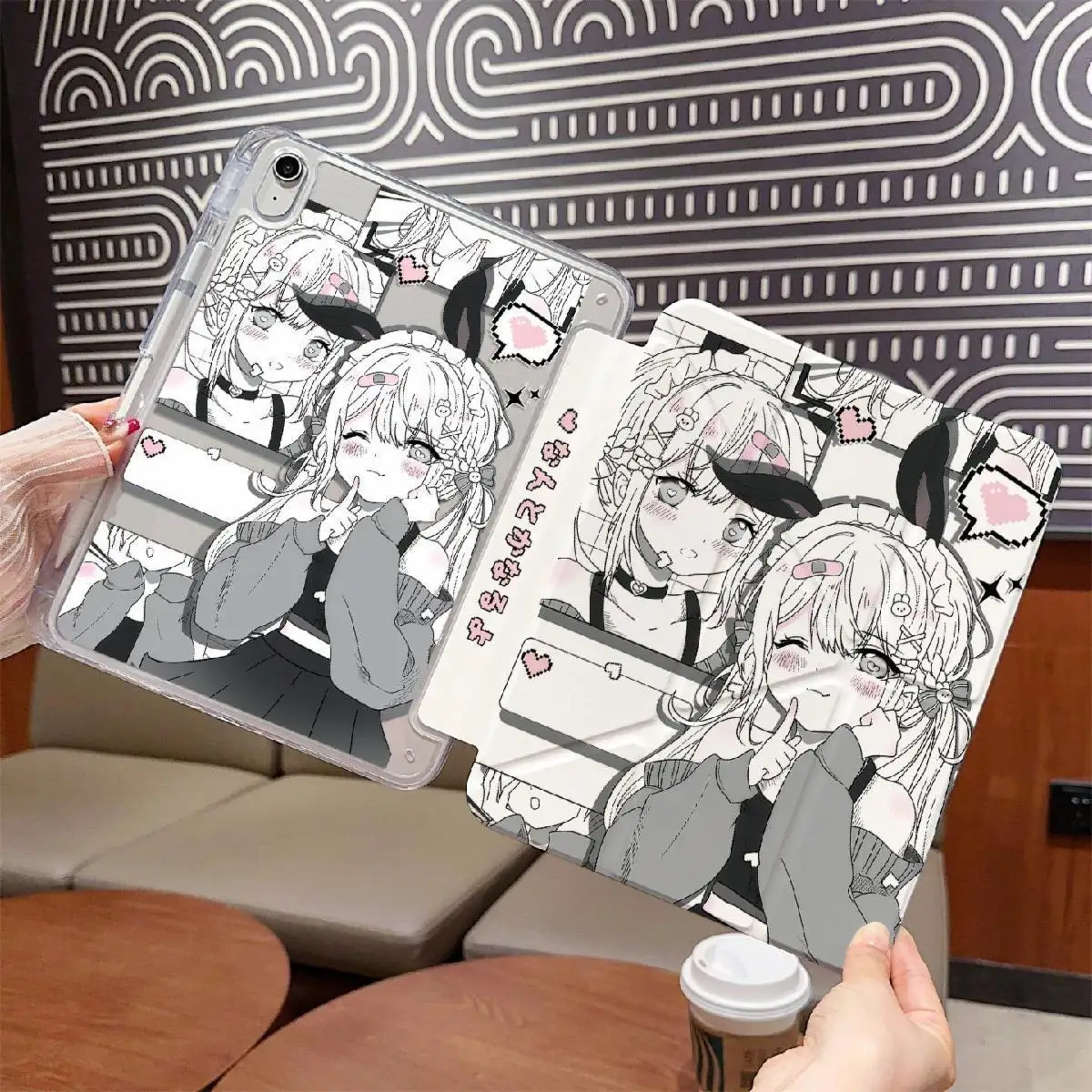 

Kawaii Anime Girl iPad Case For iPad Pro 11 13In 2025 iPad Pro 12.9in Air7 10th M4 M5 MINI 3-Y Fold Protective Soft Bumper Cover