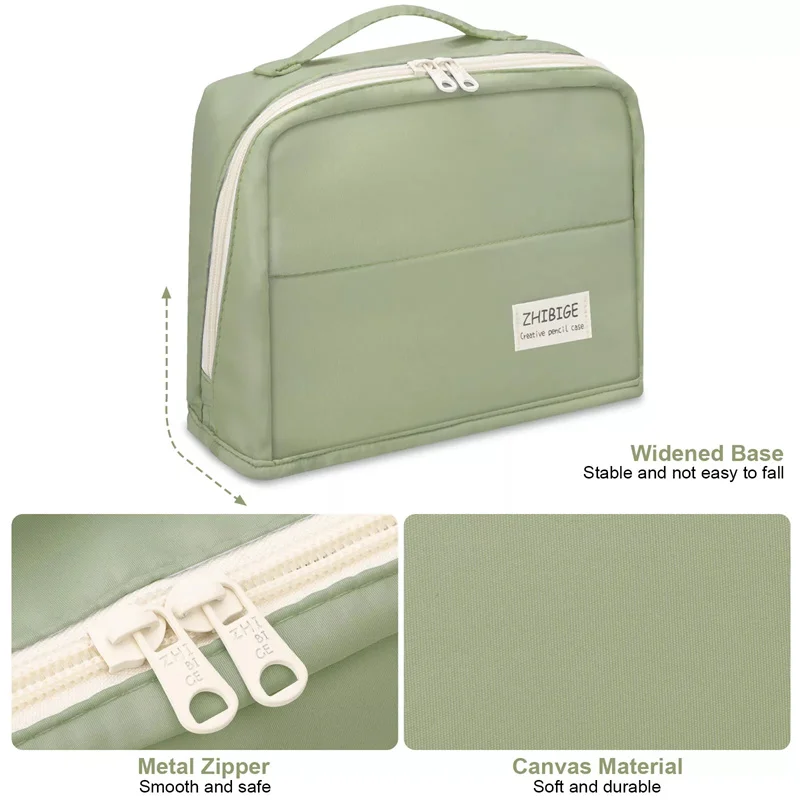 Solid Color Large Capacity Storage Bag Minimalist Multi-functional Multi-layer High Aesthetic Student Stationery Bag 1PC