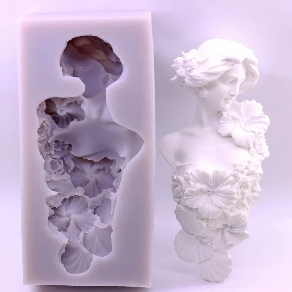 3D Venus Flower Fairy Silicone Mould Home Wall Decoration Craft DIY Wax Soap Resin Cement Plaster Art Mold