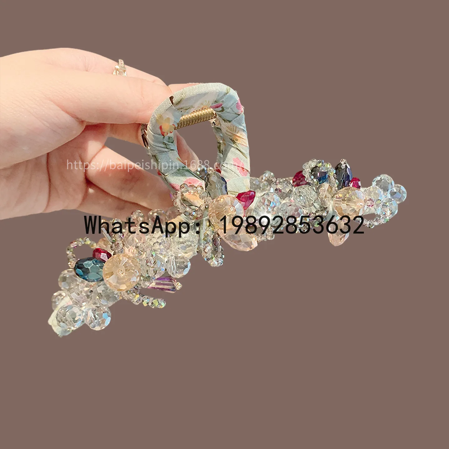 FS6Light luxury high-end crystal large fish clip, women's fashionable and versatile hair clip, new hair grab headband accessory