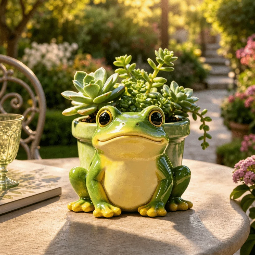 

Stylish Modern Resin Potted Sculpture Funny Garden Decor Succulent Pot Thickened Pencil Holder Frog Planter Indoor Outdoor