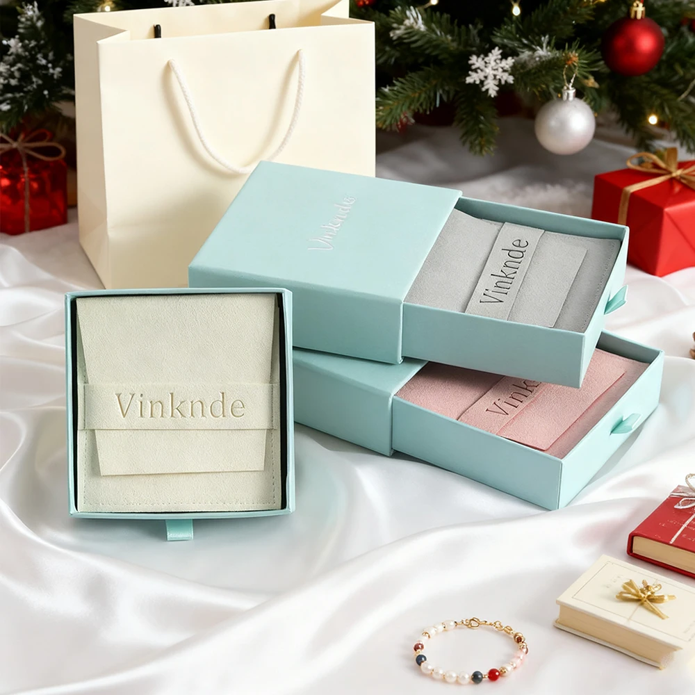 

New Jewellery Earrings Rings Storage Case Paper Jewelry Drawer Box With Pouch Wedding Party Gift Necklace Boxes Microfiber Bag
