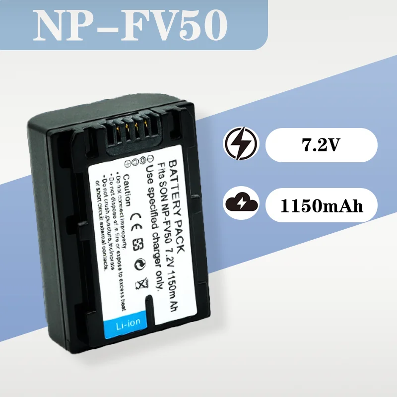 

FV50 Battery 7.2V 1150mAh Replacement for Sony NP-FV50 HDR-CX150E 180E 210E 27 Digital Camera Lithium Battery