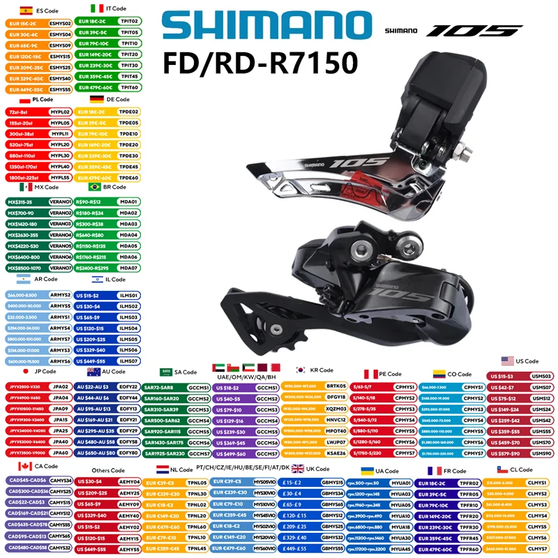 SHIMANO 105 R7100 Di2 Series R7150 desviador delantero/desviador trasero 2x12s FD/RD-R7150 para grupo R7170 bicicleta de carretera Original