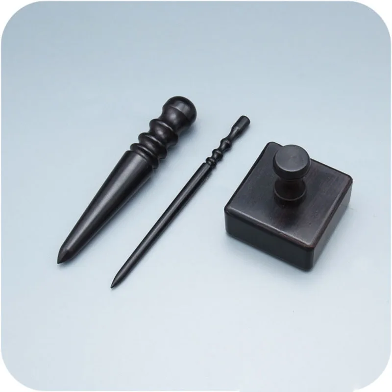 1PCs Leathercraft Slicker Round Burnisher Ebony Wood Leather Burnisher Leather Slicker Tool, Leather Polished Rods Edge Tools