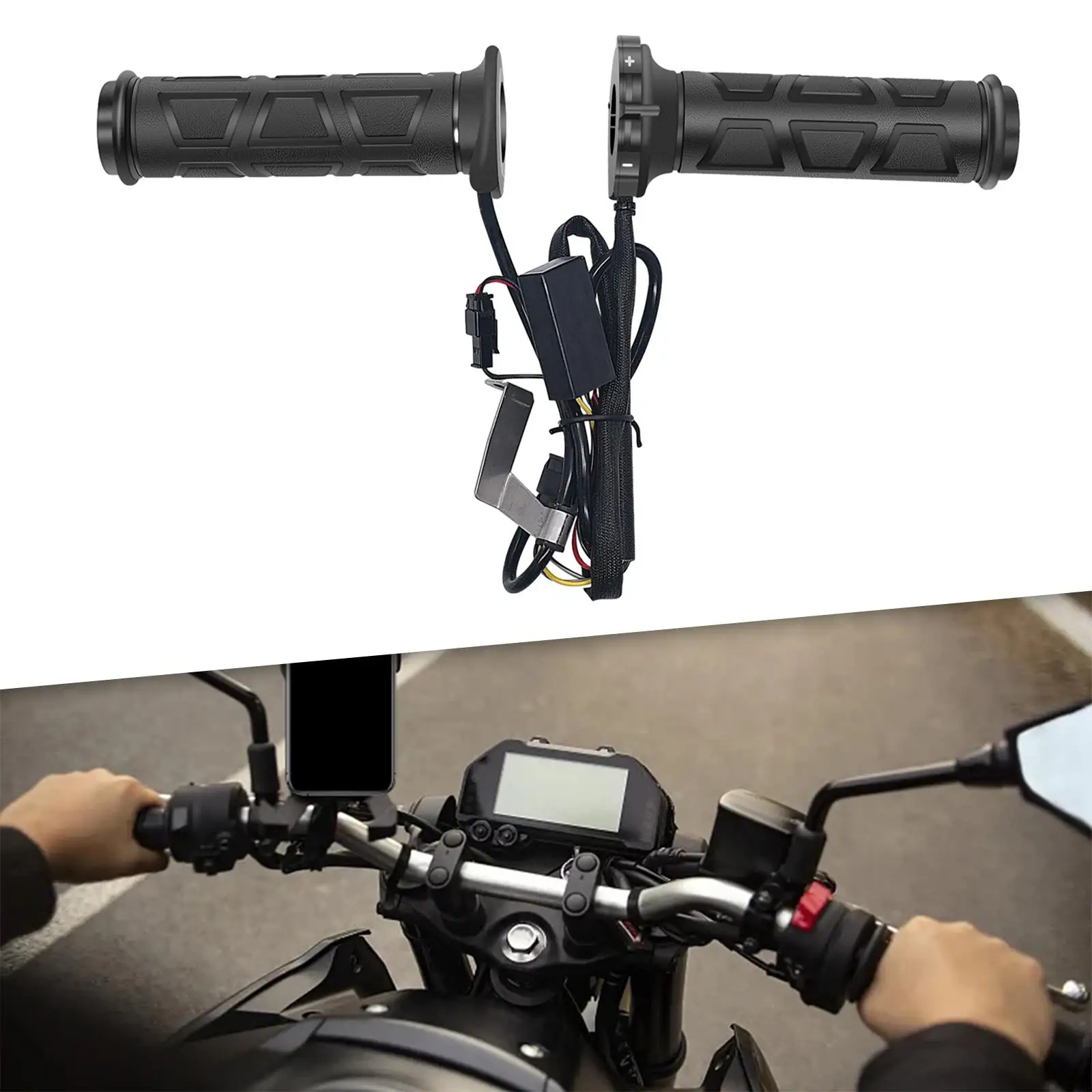 Heated Motorcycle Grips Waterproof Spare Parts Easy Installation Durable Direct