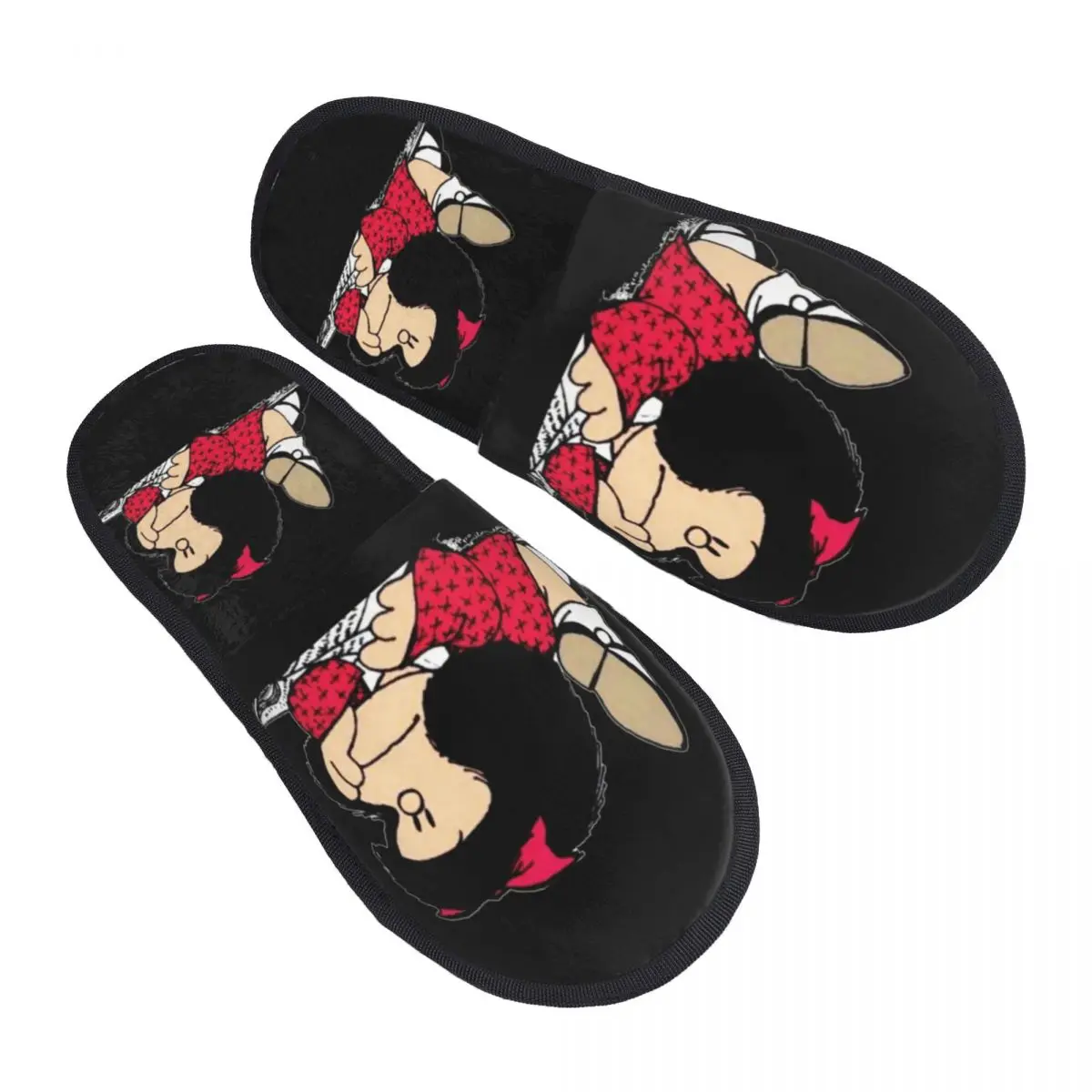 Custom Cute Mafalda Cozy Scuff With Memory Foam Slippers Women Argentine Cartoon Quino Comic Hotel House Shoes