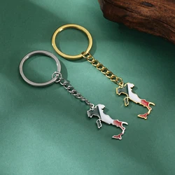 Jeshayuan oil drip Italy map pendant keychain stainless steel car keyring souvenir Jewellery