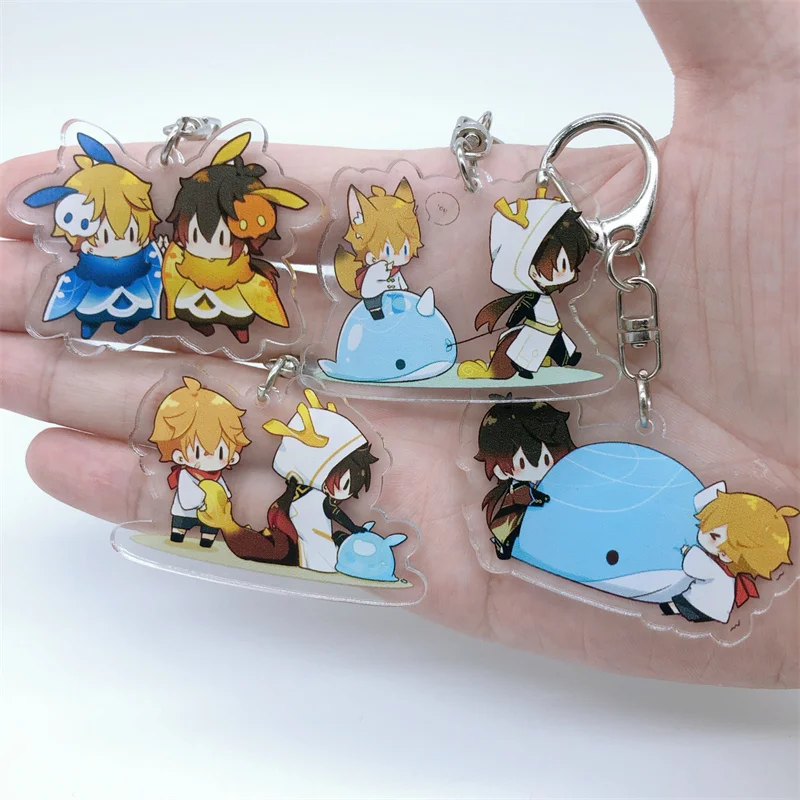 Impact Keychain Zhongli Tartaglia Anime Cosplay Accessories Pendant Cartoon Badge Gift