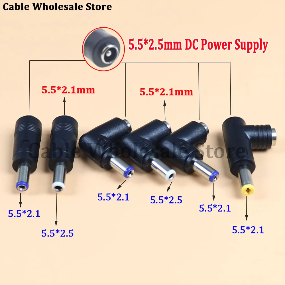 

DC Power Adapter Connector Plug Conversion Head Jack Female Socket 5.5*2.5/2.1mm Turn To Male 5.5*2.1/2.5mm