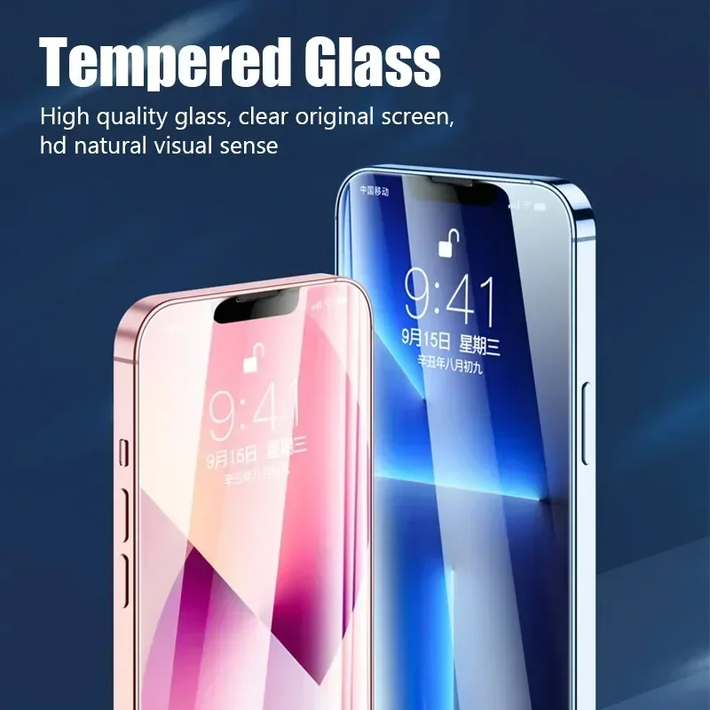 3 PIEZAS Vidrio protector para iPhone 16 15 14 13 12 11 Pro Max XR X XS 17 Pro Max Protector de pantalla para iPhone 14 15 Plus 13 Mini Glass 6