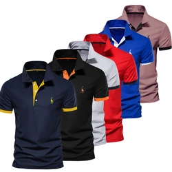 Mens Fashion Boutique Cotton Leisure Stand Collar Long Sleeve POLO Shirts Male Pure Color V-neck POLO Shirts