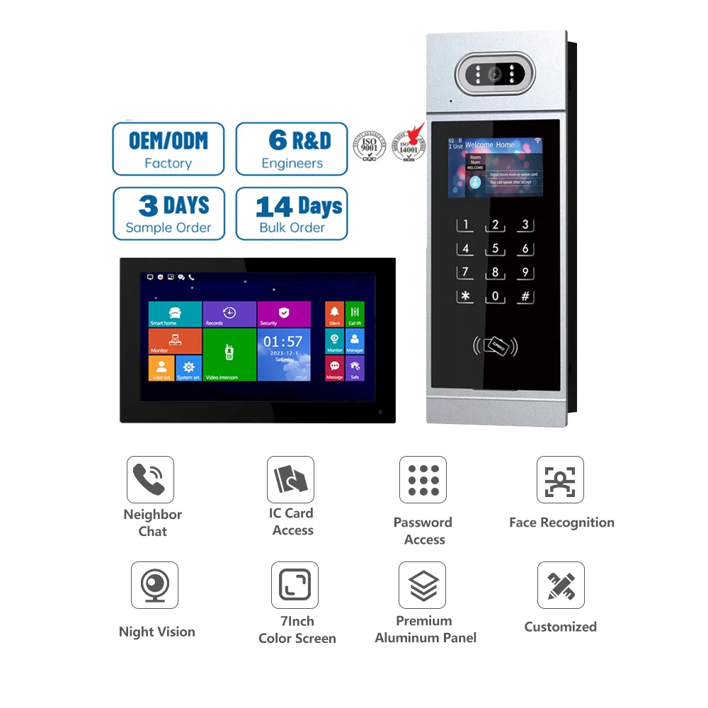 Ip Intercom Access Control System With Elevator Control Function Multi-Apartment Touch Video Door Phone
