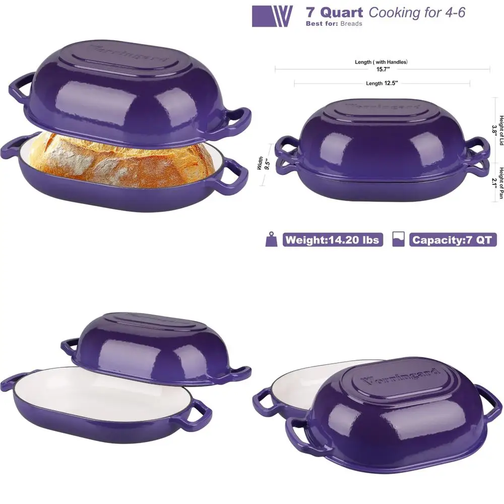 

Cast Iron Sourdough Bread Oven Dutch Oven Loaf Pan for Homemade Baking with Lid, Perfect for Meatloaf and Bread