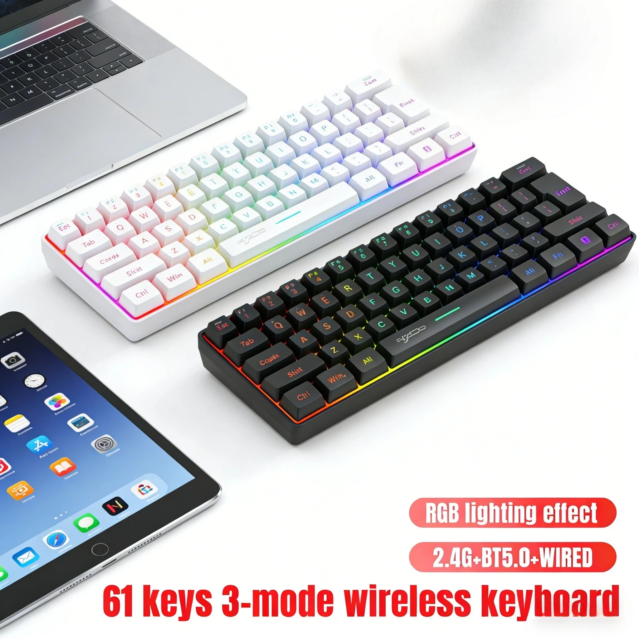 

Wireless keyboards Bluetooth teclado sem fio gaming eyboard USB 60% Computer branco ergonomic Pc Backlit ipad key board white