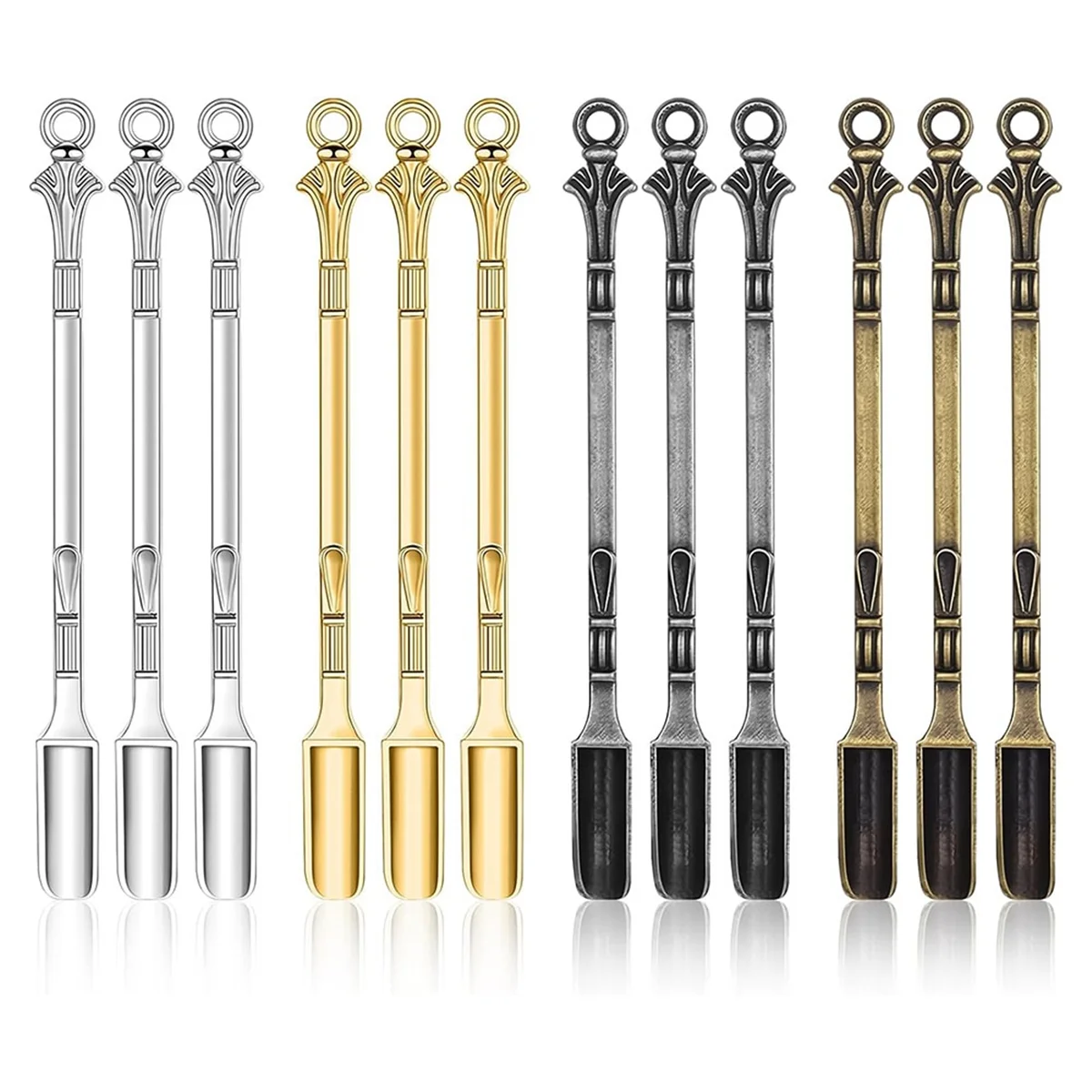 AA98 12 Pcs Mini Spoons Set, 4 Colors Mini Spoons for DIY Jewelry Making,Small Spoon Mini for Home, Kitchen, Restaurant