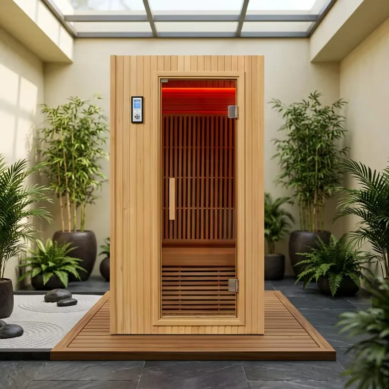 Infrared Full Spectrum Electric Solid Wood Sauna With Computer Control Panel Outdoor Infrared Sauna And Indoor Use For 2 Person
