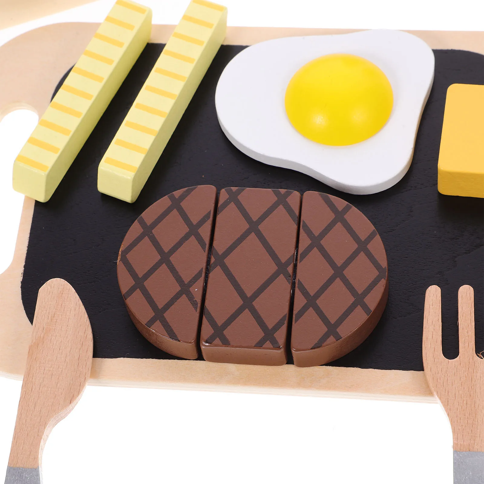 1Set Houten Nep Voedsel Speeltoestel Biefstuk Gebakken Ei Simulatie Keuken Accessoires Kids Fantasiespel Games Bevorderen Hersenontwikkeling