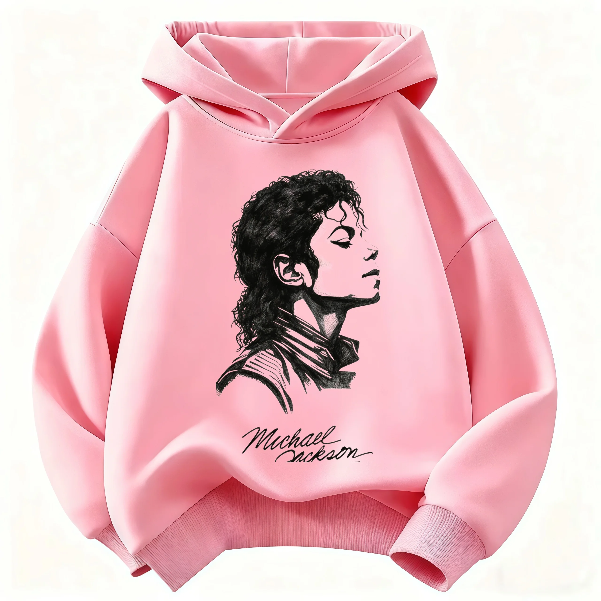 New Children Hooded Sweatshirt Michael Jackson Retro Letter Figure Print Pullover Kids Boys Girls Casual Vintage Fashion Hoodie