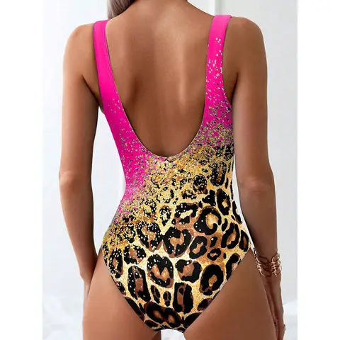 नई सेक्सी प्रिंटेड बिकिनी टाई डाई लेपर्ड प्रिंट बैकलेस स्पोर्ट्स स्विमसूट महिलाओं का वन-पीस बिकिनी सेट 10 best sales बिकिनी एनिमल प्रिंट - №7