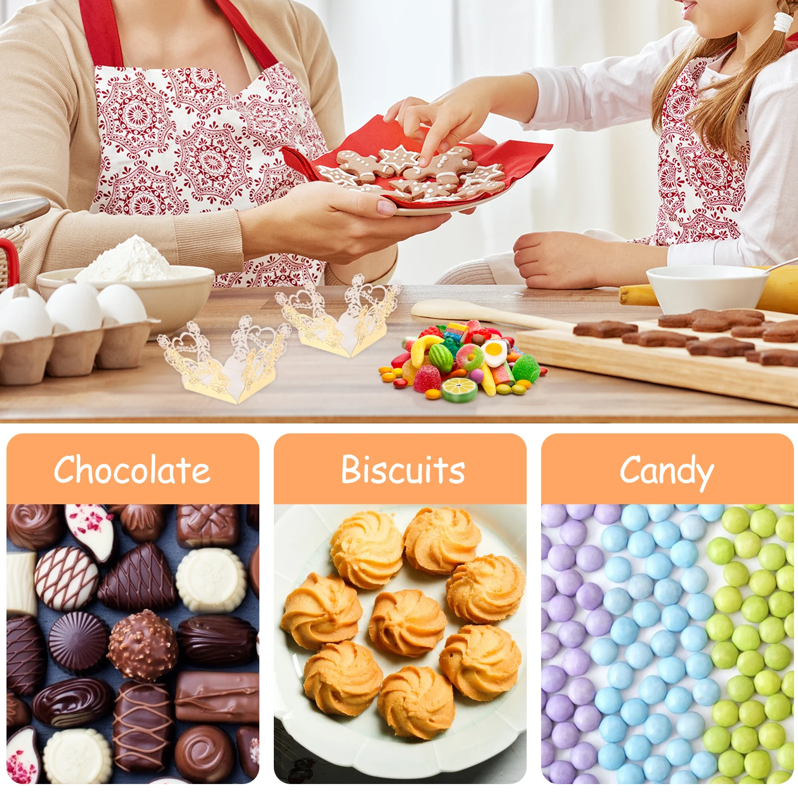 

50pcs Chocolate Decorative Paper Liners for Truffles Caramels Confections Party Wedding Square Small Cups Storage