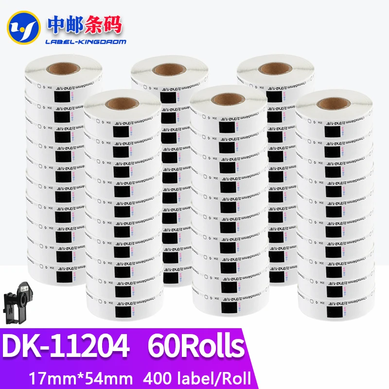 

60 Refill Rolls Generic DK-11204 Label 17*54mm 400Pcs Compatible for Brother Thermal Printer White Color DK11204 DK-1204