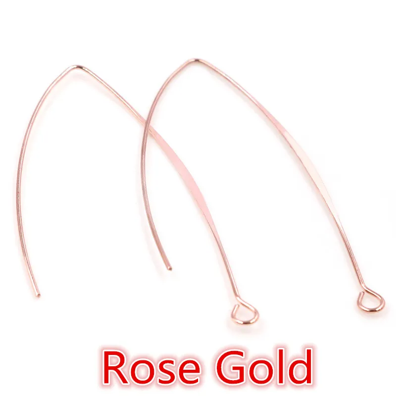 20pcs Gold Rhodium Copper 28 55mm French V-shaped Earring Hooks Findings Ear Hook Wire Settings Base Settings For Jewelry Making