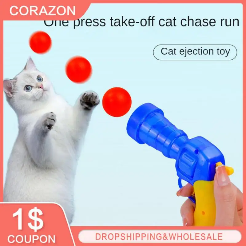 Interactive Launch Training Cat Toys Creative Kittens Mini Pompoms Games Stretch Plush Ball Toys Cat Supplies Pet Accessories