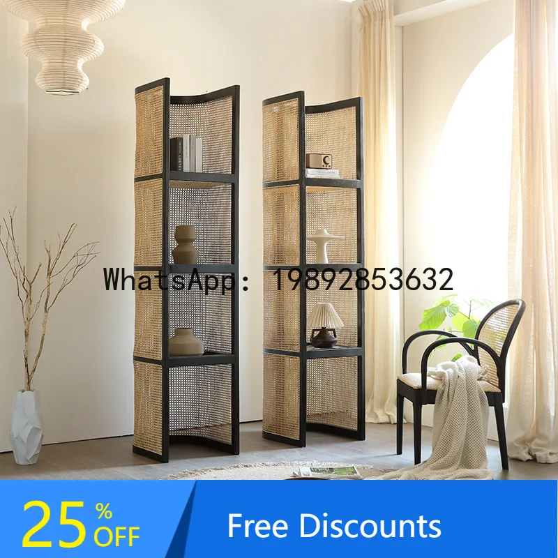 

ZK Storage Rack for Home Use, Small Apartment Multi-layer Floor Bookshelf, Wabi-sabi Style, Boutique Corner Cabinet Display Rack