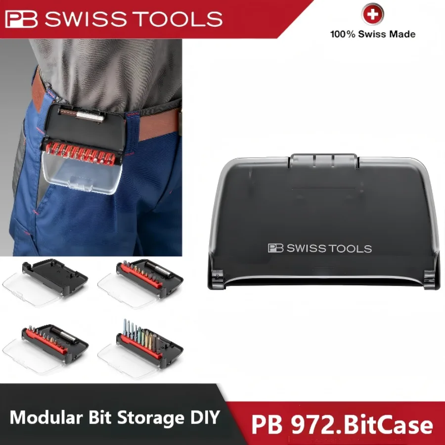 PB SwissTools Plastic Precision Bit Storage Case 10 Capacity Portable Bit Holder Cassette With Belt Clip PB 972 BitCase