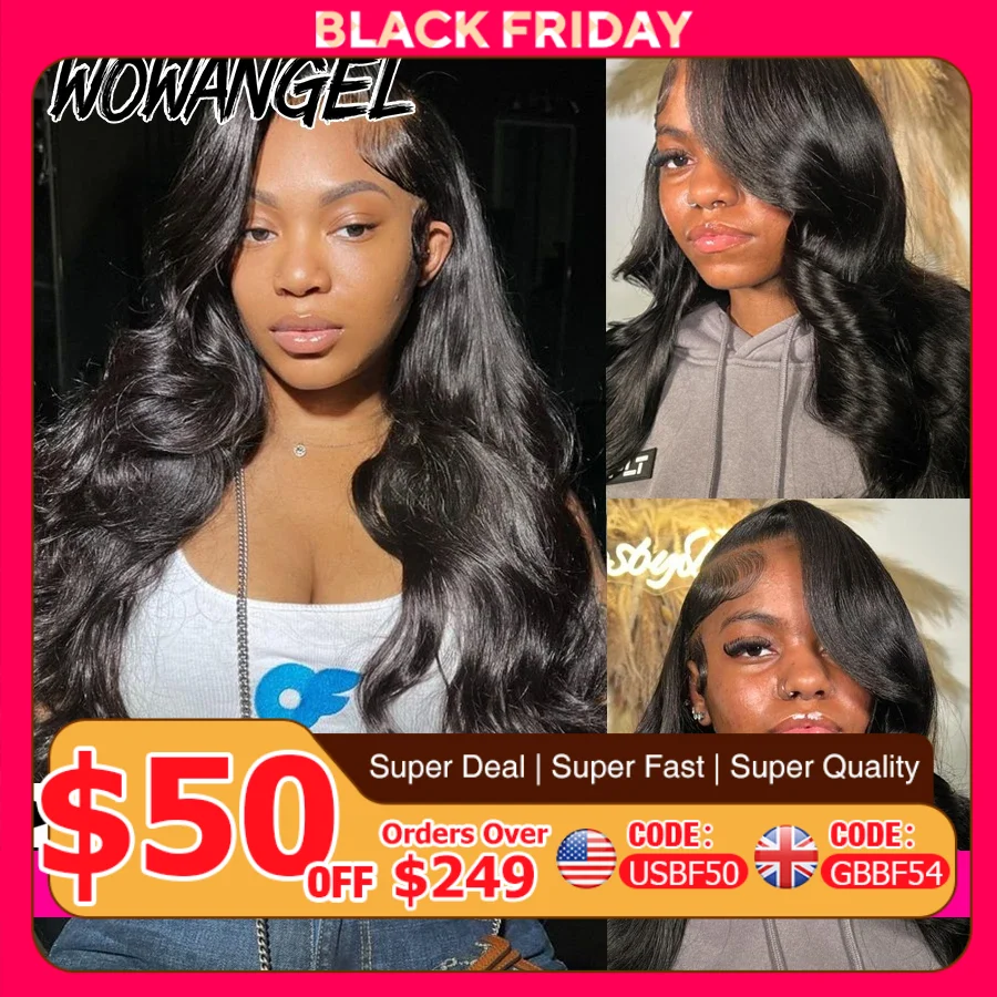 رائع شعر مستعار بدانتيل أمامي عالي الدقة للنساء ، مموج للجسم ، شعر بشري ، منتوف مسبقًا ، جلود برازيلية ، ذائبة ، 13x6