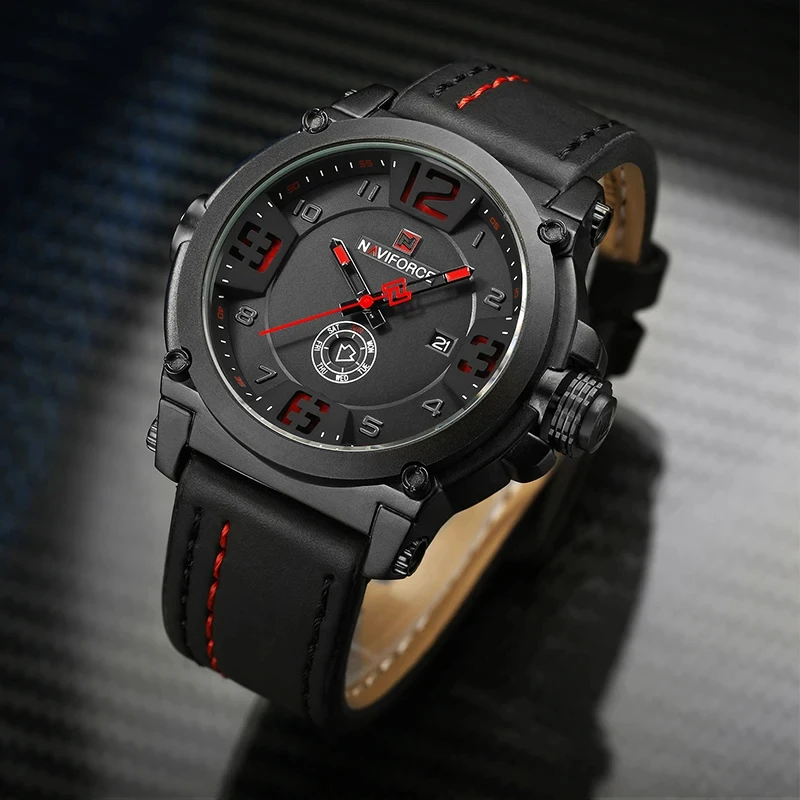 2024 Top Brand NAVIFORCE Luxury Men Sports Quartz Watches Leather Strap Clock Male Waterproof Wristwatches Relogio Masculino