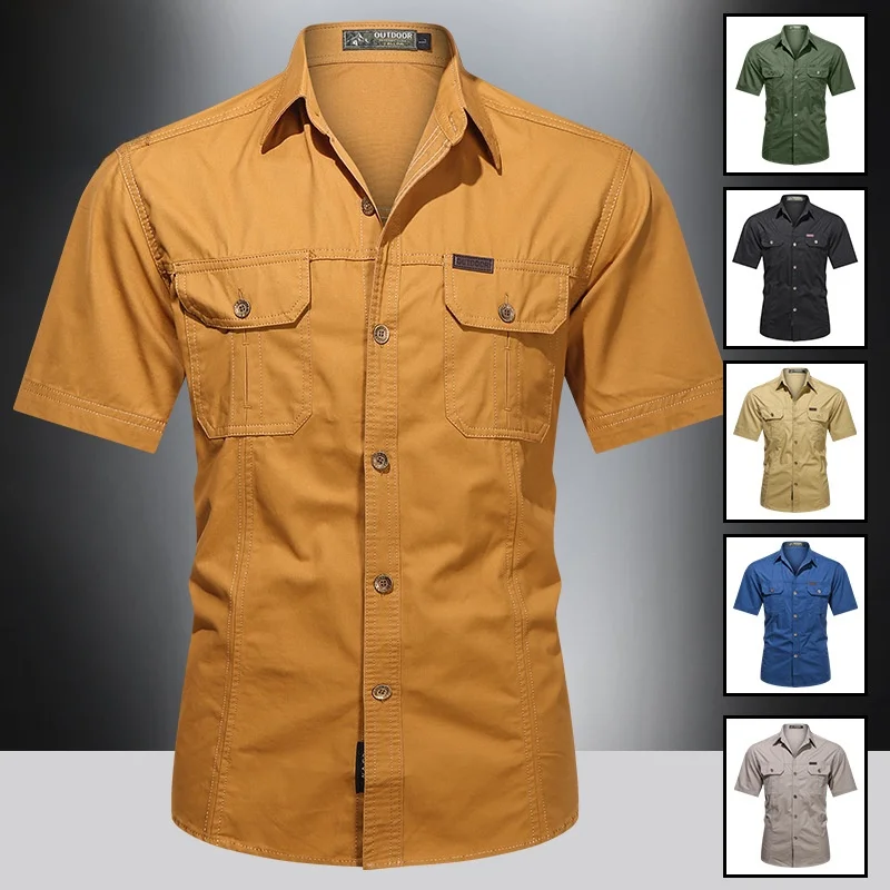 

Loose Fit Pure Cotton ort Sve Workwear irt Faionable Urban Sle Printed Soft Glossy Thin Summer irt for Middle-Ag...