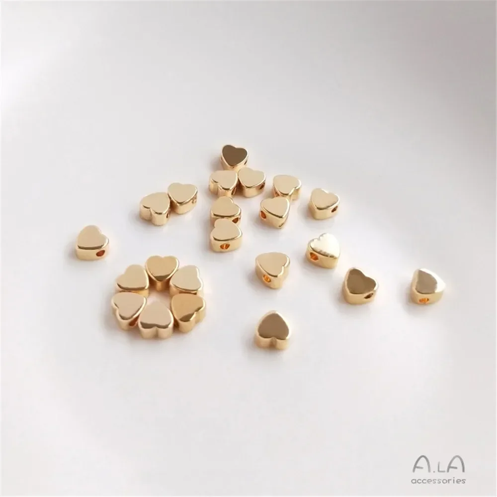 14K Gold-clad Heart-shaped Beads Separated By Love Hearts Scattered Beads Jewelry String Diy Handmade Jewelry Pendant Accessorie