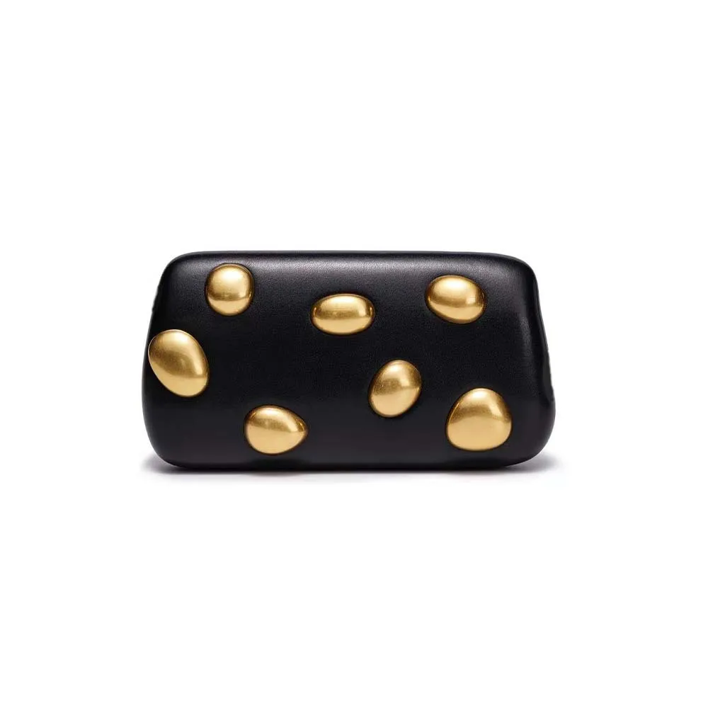 حقيبة مسائية جديدة من جلد البولي يوريثان بمقبض كروس على شكل كتف مرصع باللون الذهبي للنساء محافظ عصرية أصلية فاخرة بفيونكة Bea