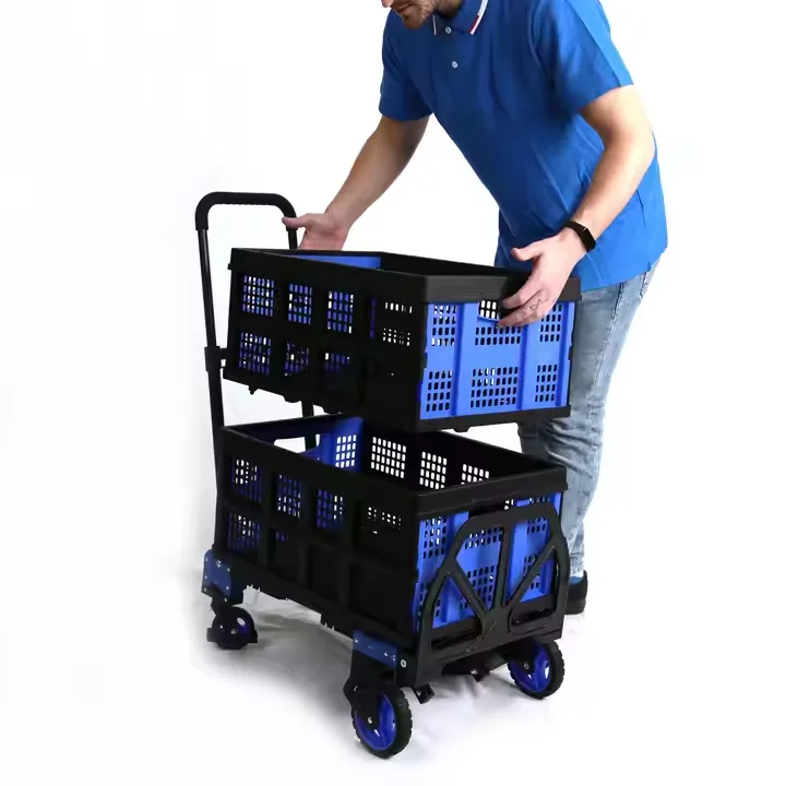 Multi-functional Convertible 150kg Aluminium Foldable Shopping Cart with Four-Wheel for Supermarket Shopping