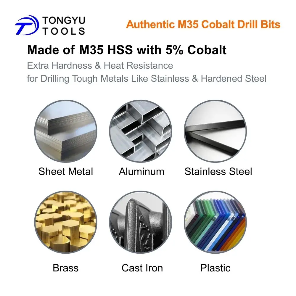 Kobalt-Bohrerset, Stufenbohrer DIN338, metrisch, M35 HSS Co5%, Spiralbohrer für Edelstahl und Hartmetall, 25-teilig, 19-teilig, 100-teilig – Detail 2