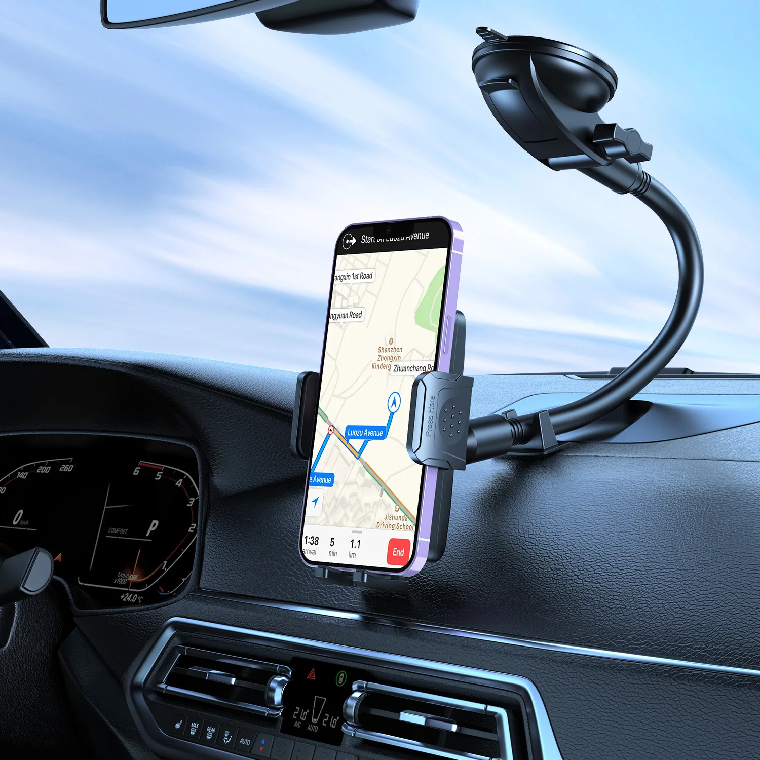 360-Grad-Drehung Sucker Autotelefonhalter Flexible Halterung Ständer Mobile Handyunterstützung für IPhone Samsung Clip Telefonhalter im Werkzeug