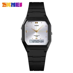 SKMEI Top Brand Casual Fashion Digital Watches Mens 3 Time 50M Waterproof Simple Wristwatch PU Band Clock Male reloj hombre