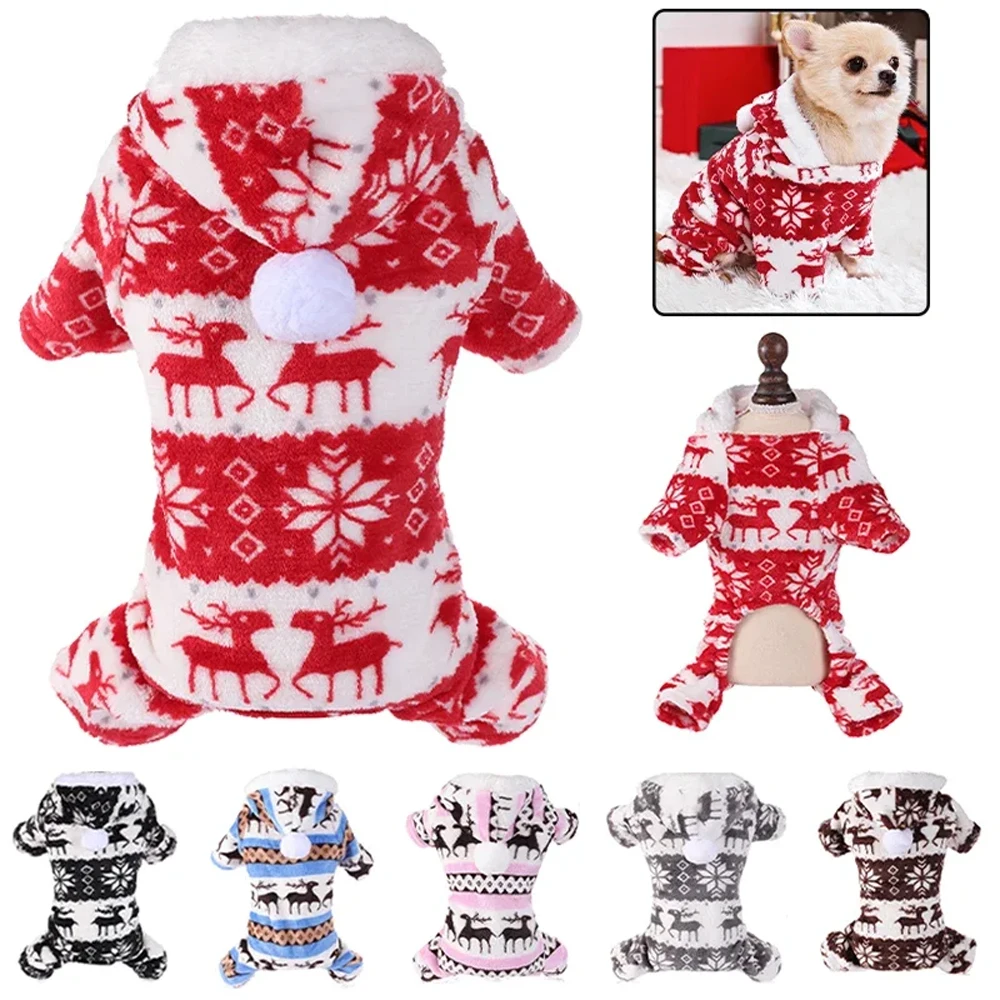 

1PC Winter Pet Christmas Jumpsuit Clothes for Small Medium Dogs Jacket Sweater Teddy Outfit Pet Accessories 2024 New Year Gifts