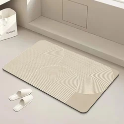 Non-Slip Bath Mat Diatomite Mats with Rubber Backing Soft Absorbent Bathroom Rug Diatomite Mud Thin Bath Mat for Hallway Shower