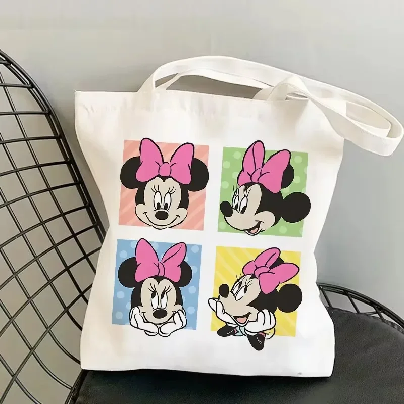 Hot Selling Mickey Minnie Cartoon White Single Shoulder Canvas Bag Students Attending Classes Convenient Girl Commuting Portable